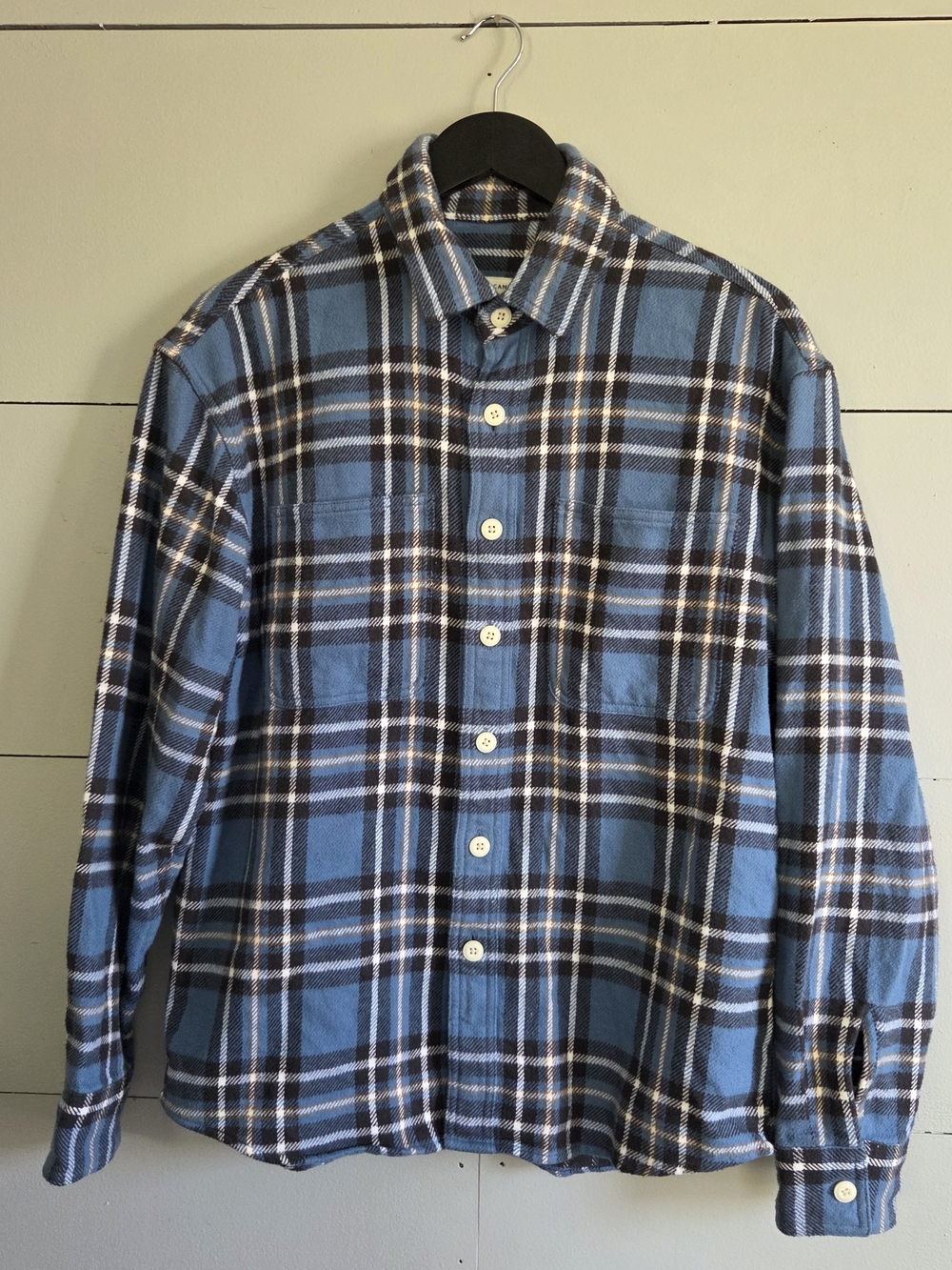 American Eagle Outfitters Men's Plaid Cotton Flannel Button-Up Shirt Small Blue